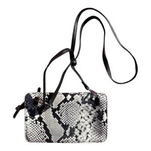 Enzo Angelini Fauxe Snakeskin Print Crossbody Bag Zip Wallet Cardholder W/ Strap
